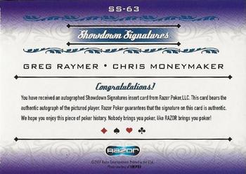 2007 Razor Poker Signature Series #SS-63 Greg Raymer / Chris Moneymaker Back